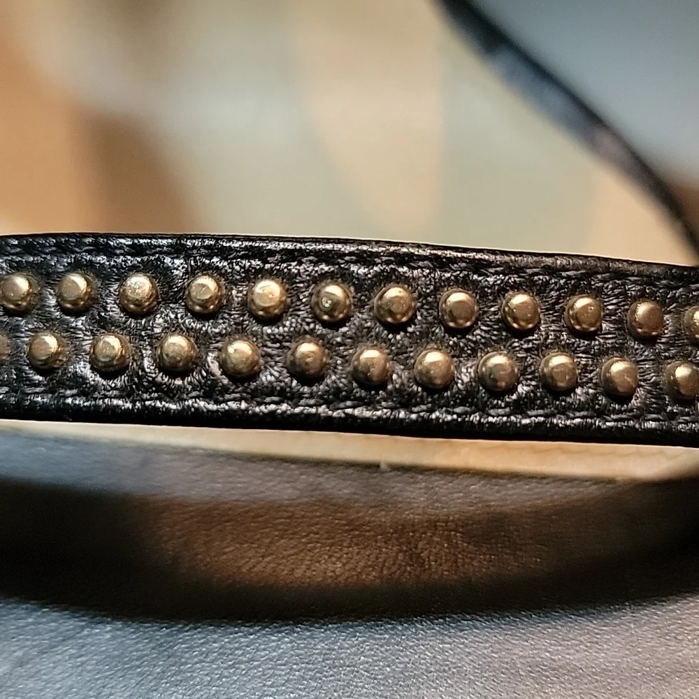 VIA Spiga ,black leather ,caged with gold studs , 37.5 . - Picture 9 of 11